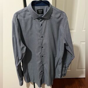 Nordstrom Men’s Navy Micro-Pattern Long-Sleeve Dress Shirt